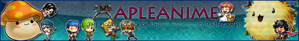The original MapleAnime banner with MapleStory characters and monsters